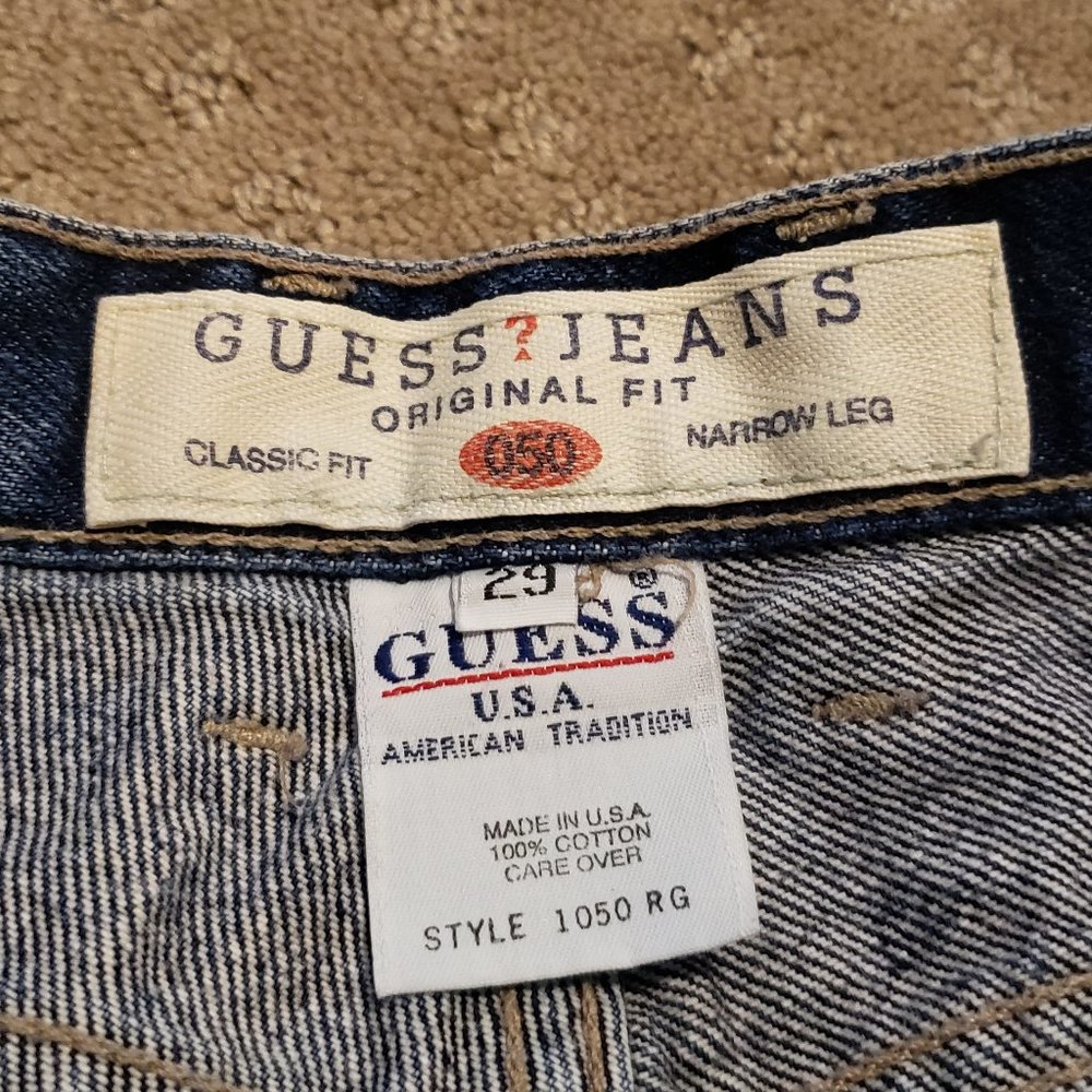 Vintage Guess Blue Jeans Men's 29 Narrow Leg Denim Made in USA 90s 80s Retro - Picture 6 of 11